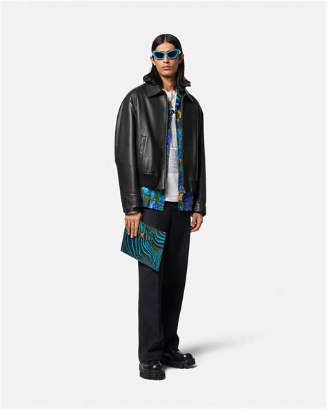 versace painted leather jacket|Versace collection leather jacket.